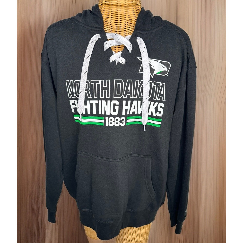 North Dakota Fighting Hawks Men's Hoodie Sweatshirt, Black, Size L, New